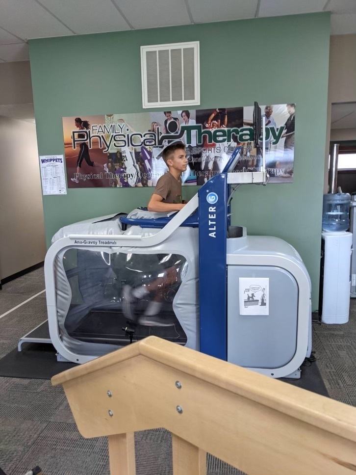 Micah on anti-gravity treadmill